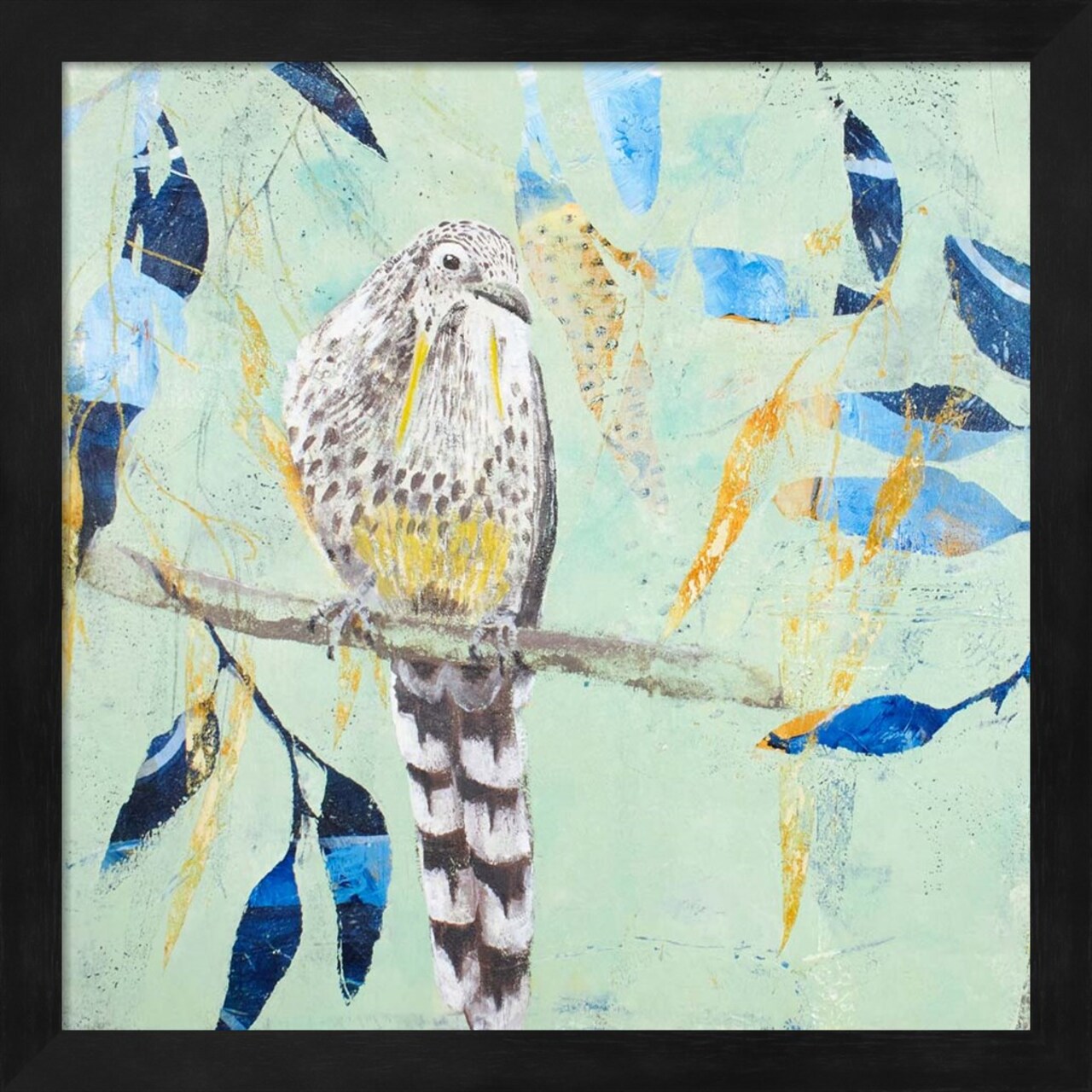 A Thoughtful Wattlebird by Trudy Rice 13" x 13" Framed Wall Art